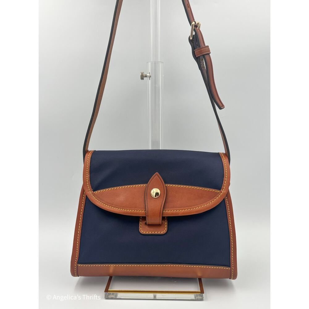 Dooney & Bourke Wayfarer Flap Crossbody | Navy Nylon Bag| Vanchetta Leather Trim